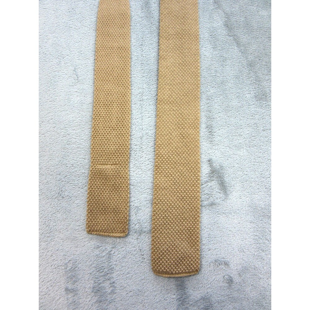 Vintage Adam's Row Richman Knit Square Neck Tie Beige 100% Durane Cotton